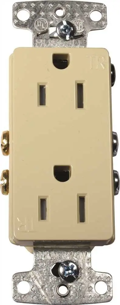 Tamper-Resistant Self-Grounding Decorator Outlet, 15A, White 1