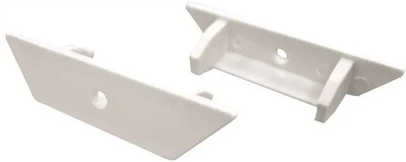 White Pvc Bottom Rail End Cap For 2-Inch Faux Wood Blinds 1