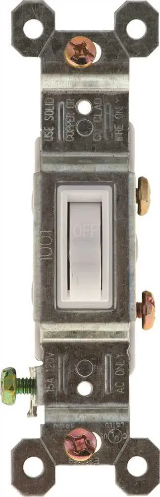 White Single-Pole Light Switch – Residential Toggle Style 1