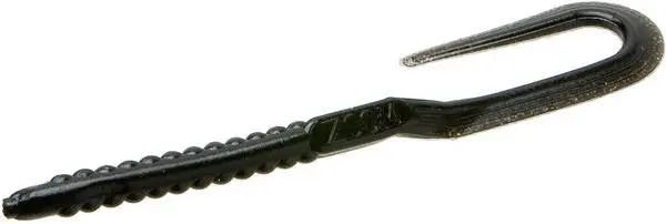 Zoom U-Tail Worm 6-Inch Black Color Soft Plastic Bait 1